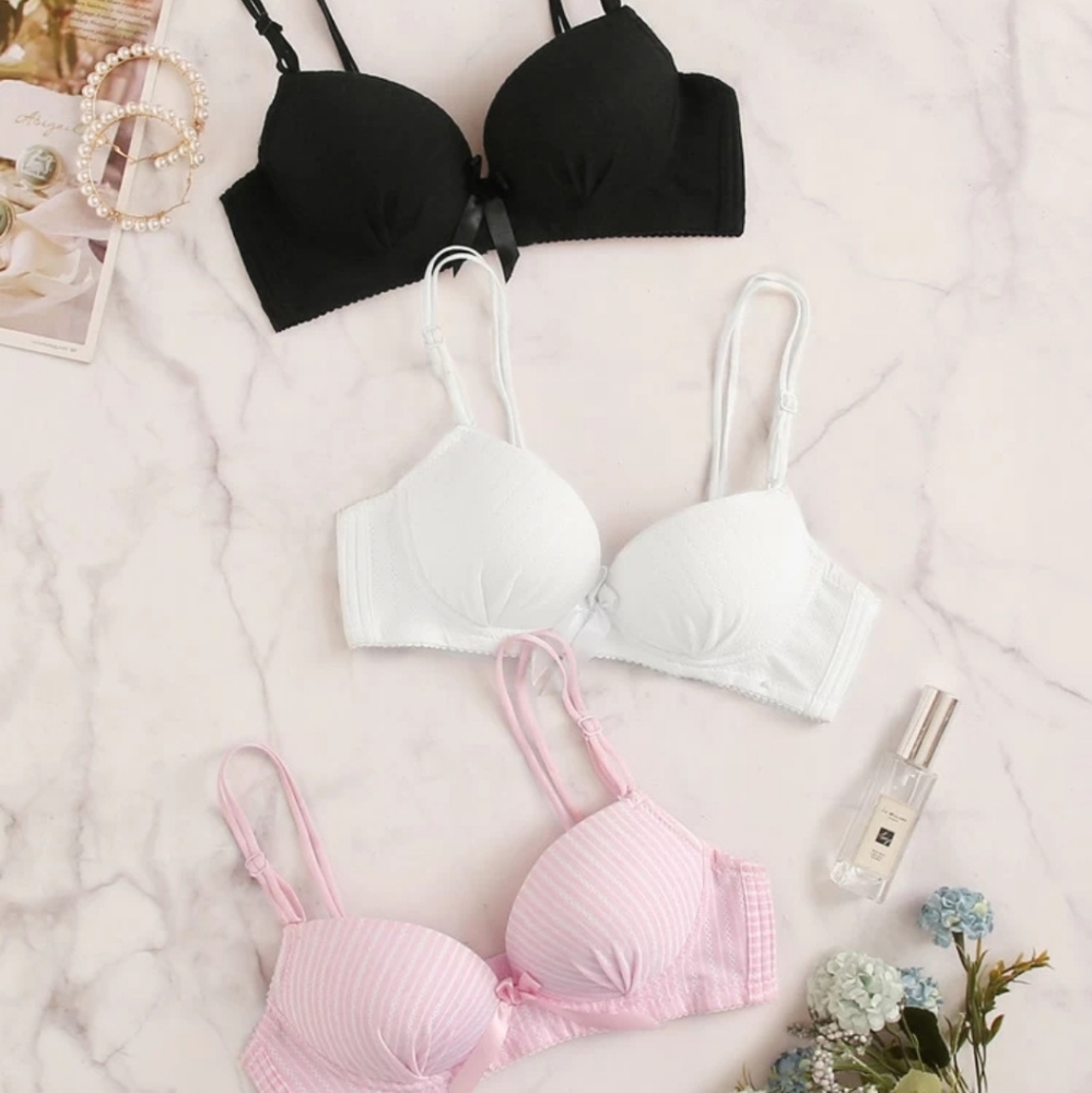 Shein:Double strap bra set 3pack pushup/wi…